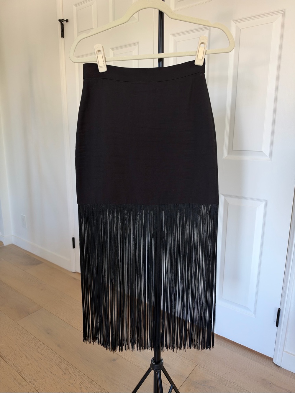 No Pise La Grama Black Fringe Midi Skirt, size 2